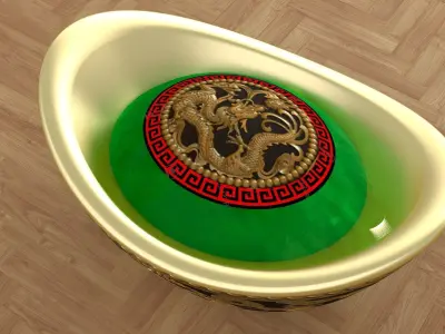 Chinese gold Ingot  3D model 2