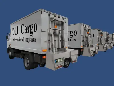 Trucks collection fleet of refrigerated Low-poly 3D model