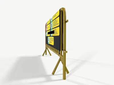 Barrier With Poster Low-poly 3D model