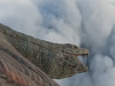 Old Dragon Game-ready rigged model Low-poly 3D model