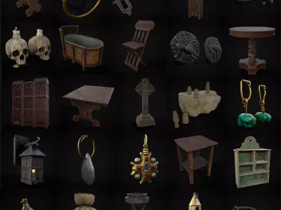 Medieval Prop Mix Thirty One 3D Model Collection