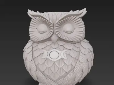 Triple Moon Owl Figure 3D Printable STL 3D print model
