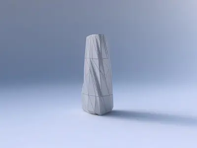 Vase curved tipping triangle with twisted random triangle plates 3D print model