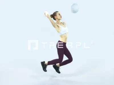 Beauty 17J Jumping Smashing Sports Volleyball Woman Low-poly 3D model