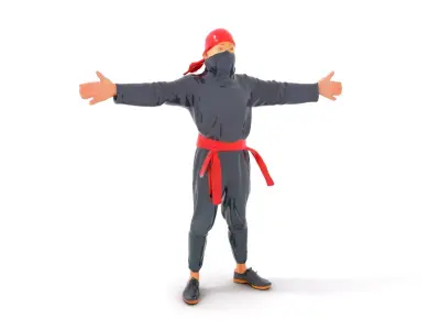 Ninja Character Model Pack with Red Accents Low-poly 3D model