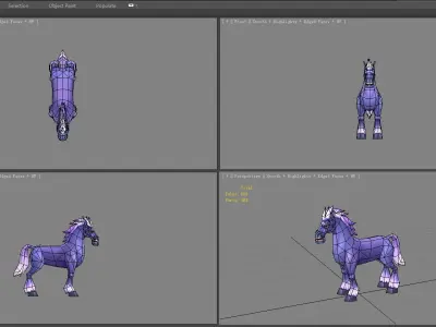 Cartoon purple horse Low-poly 3D model