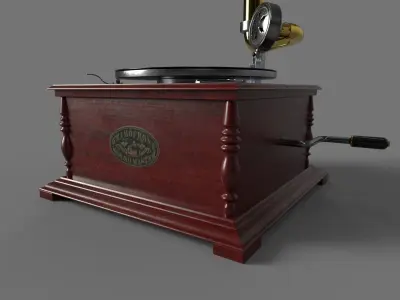 Gramophone and Record Low-poly 3D model