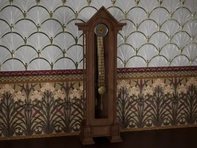 Rigged Grandfather Clock 3D Model Art Deco Antique Mantel Timer 3D model
