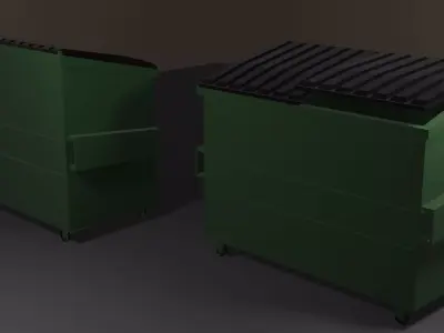 Dumbster two trash cans on wheels Free low-poly 3D model