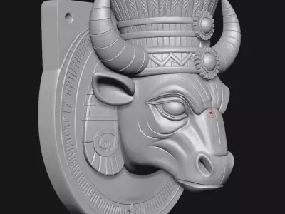 bull head sculpture 3D print model