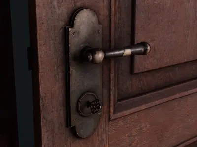 Old Bedroom Door Low-poly 3D model