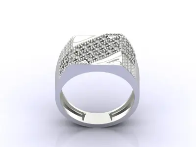 Print Ready STL 3DM  Gents Rings Diamond Men Ring  3D print model 22