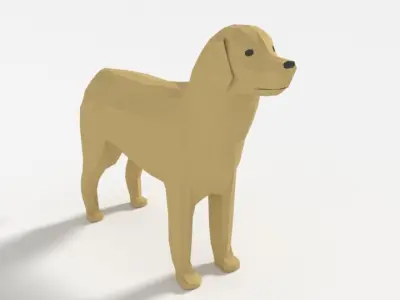 Low Poly Cartoon Labrador Low-poly 3D model