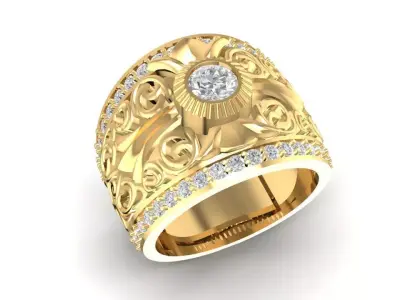 Classic Engraved Gemstone Men Ring 3D Model 643 3D print model