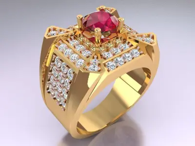 Diamond Rings - Mens Rings - N4156 3D print model