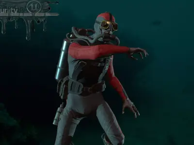 Zombie Diver Low-poly 3D model