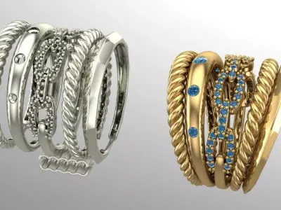 5in1 ring with movable joints 3D print model