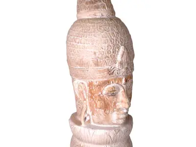 Large Carved Head Buddha Lotus 3D model
