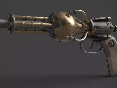 Steampunk Gun 01 Low-poly 3D model