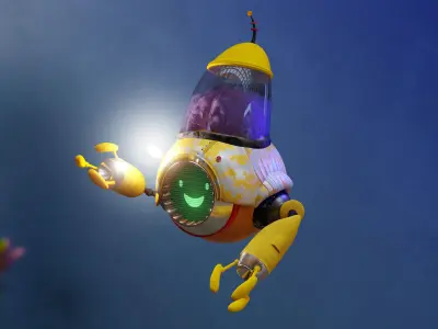 Reboot spaceship flying in sky 3D model