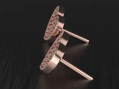 Studs Earrings of heart  3D print model