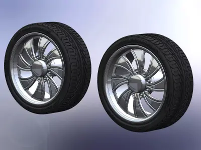 Set of wheels Intro Twisted Vista HD8 20in for scale model 3D print model