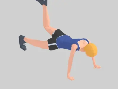 Beer Plank  Exercise Woman Animation Low-poly 3D model