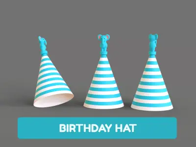 Birthday Hat - Colorful Party Decoration Prop 02 Low-poly 3D model