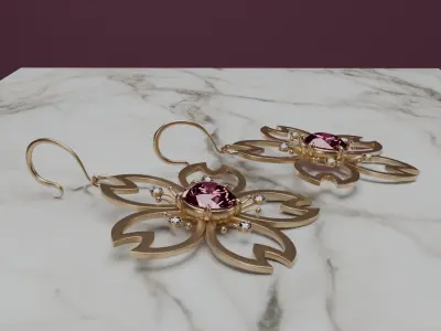 Sakura Glint Blossom of Balance 3D model earrings 3D model