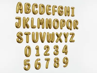 Balloons Alphabet and Numbers 3D model