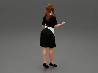 Sexy Maid woman carrying tray of Cupcakes 3D print model