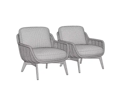 Belt cord armchair 3D model