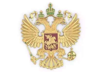 coat of arms two-headed eagle with stones 3D model