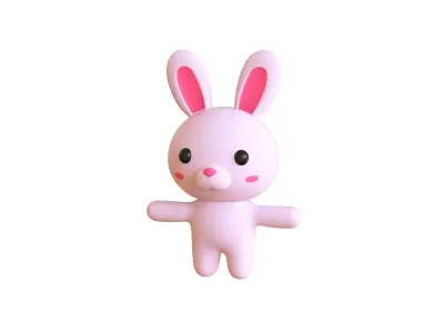 Low-Poly Cartoon Rabbit Animated Low-poly 3D model