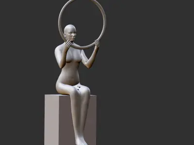 female statue lamp on table 3D print model