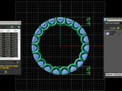 U Shaped Eternity Ring 3 point 6 mm stone size swiss 18 and EU58 3D print model