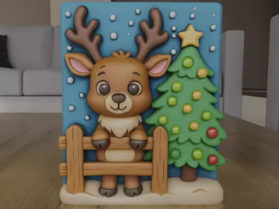Cute Reindeer Christmas Tree Decor STL 3D print model