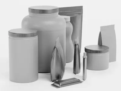 10 Sport Nutrition Containers - Product Packaging Collection Low-poly 3D model