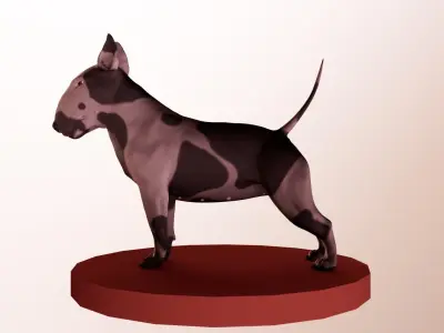 Bull terrier realystic dog cinematic Low-poly 3D model