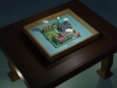 Low Poly City lego house Low-poly 3D model