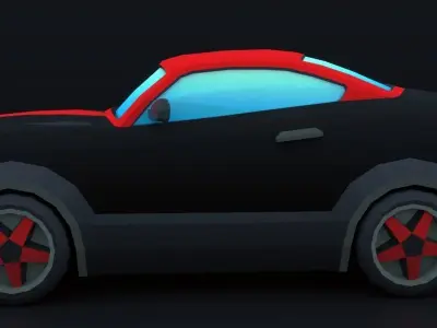 Cartoon Car Red Muscle Low-poly 3D model