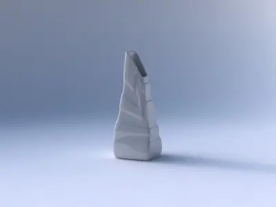 Vase top bent rectangle with smooth ribbons 3D print model