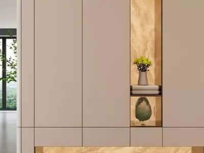 Modern Luxury Built-in Cabinet with Marble Accent and Decor 3D model