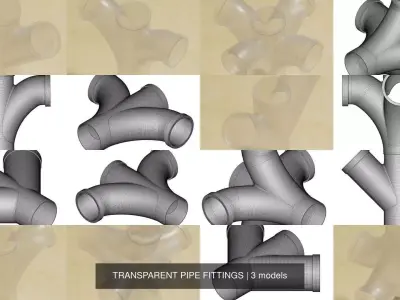 TRANSPARENT PIPE FITTINGS 3D Model Collection