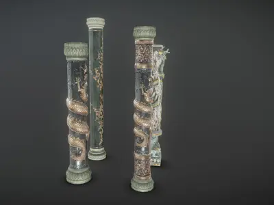 Dragon stone pillar A01 Low-poly 3D model