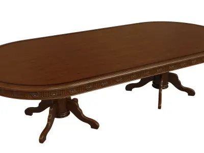 Wooden table with carvings  3000 3D model