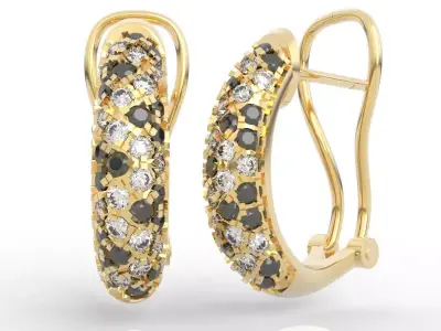 Diamond and Gemstone Earrings 3D print model
