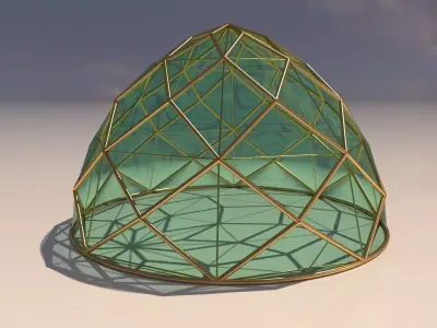 Pointed dome triangulated with glass enclosure 3D model