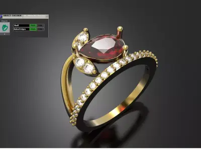 Three Dimensional Wrap Ring Pear Ruby Diamonds jr00293 3D print model