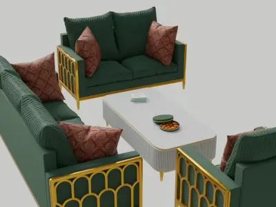 Traditional Sofa set 3d model 01 3D model